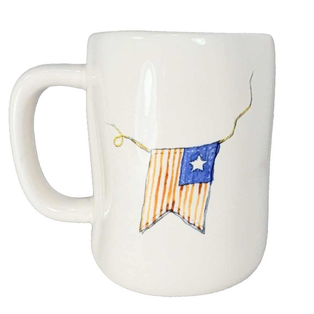 Rae Dunn USA Flag Coffee Mug Patriotic Red Letters Artisan Collection by Magenta